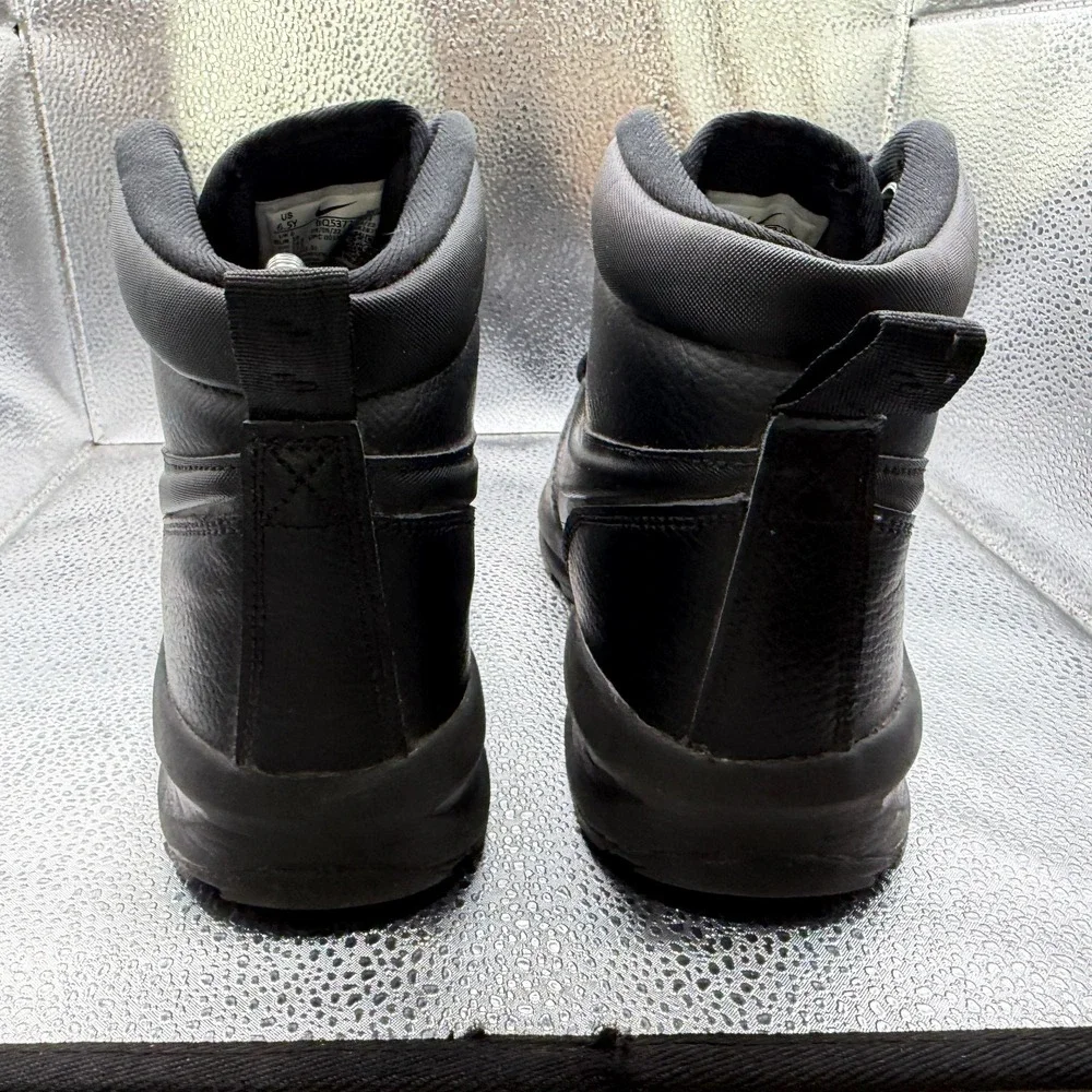 Size 6.5Y Nike Manoa LTR (GS) Mid Black Kids Leather Lace-Up Boots BQ5372-001
